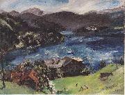 Lovis Corinth Walchensee, Landscape with cattle Sweden oil painting artist